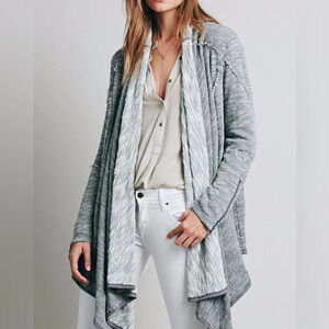 Free People In The Loop Waterfall Knit Cardigan Sweater Cotton Blend S Oversized